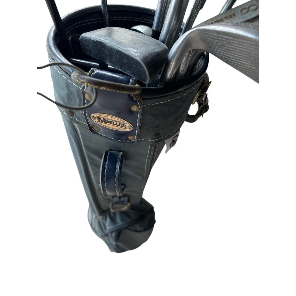 13 Golf Clubs Assorted Vintage Ron‎ Miller Pro Golf Bag 3-way Made In USA,